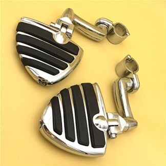 XHT(BC)- Motorcycle Chrome 360 Adjustable Peg Mounting Kit U Shape Footrest Foot Pegs For Yamaha V-STAR Roadstar Suzuki Boulevard Equipped with 1-1/4 inch (1.25") Front Engine Guard Frame Tube
