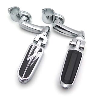 XHT(BC)- Motorcycle Chrome Adjustable Highway Peg Mounting Kit Lightning Footrest For Yamaha V-STAR Roadstar Suzuki Boulevard Equipped with 1-1/4 inch (1.25") Front Engine Guard Frame Tube