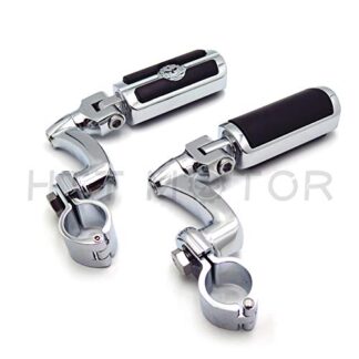 XHT(BC)- Motorcycle Chrome Adjustable Highway Peg Mounting Kit Skull Zombie Footrest For Yamaha V-STAR Roadstar Suzuki Boulevard Equipped with 1-1/4 inch (1.25") Front Engine Guard Frame Tube