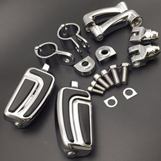 XHT(BC)- Motorcycle Chrome Adjustable Peg Mounting Kit AirFlow Foot Peg Footrest For Harley Davidson Sportster 883 1200 Street Bob Softail CVO Equipped 1-1/4 inch (1.25") Front Engine Guard