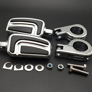 XHT(BC)- Motorcycle Chrome AirFlow Arrow Foot Rest Foot Pegs with 1 1/4" 1.25 inch Mounting Bracket For Harley Davidson Softail Dyna Glide Road King Sportster 883 1200 CVO Street Glide Fat Boy Iron