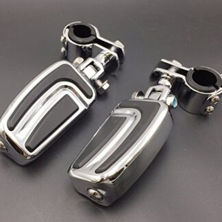 XHT(BC)- Motorcycle Chrome AirFlow Arrow Foot Rest Foot Pegs with 1" and 1 1/4" Mounting Bracket For Triumph Rocket Yamaha V-STAR Roadstar Suzuki INTRUDER Boulevard M90 M1500 Kawasaki Vulcan