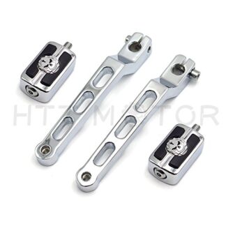 XHT(BC)- Motorcycle Chrome Aluminum Heel/Toe Shift Levers with Skull Shifter Pegs For Harley Davidson Heritage Softail FLST 1986-later