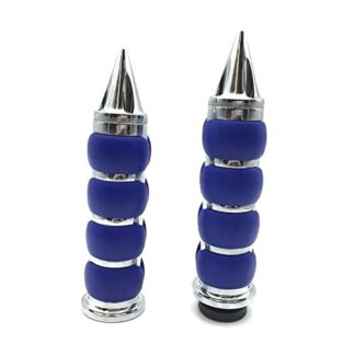 XHT(BC)- Motorcycle Chrome Blue Billet Rubber 7/8" 22mm Handlebar Grips For Suzuki Kawasaki Yamaha CBR 600 F3 F4i 900 929 954 1000 RR Suzuki GSXR 600 750 1000 Hayabusa