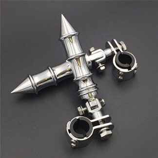 XHT(BC)- Motorcycle Chrome Foot Peg Footrest with Mounting Kit Clamps 1"and 1 1/4" For Yamaha V-STAR Roadstar Suzuki Boulevard Front Engine Guard Frame Tube Triumph Rocket