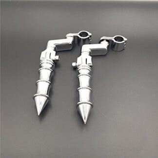 XHT(BC)- Motorcycle Chrome Foot Peg Footrest with Mounting Kit Clamps Fits Front Engine Guards 1.5" Diameter Tubing For Harley Davidson Sportster 883 1200 Street Bob Softail Dyna