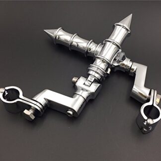 XHT(BC)- Motorcycle Chrome Foot Peg Footrest with Mounting Kit Clamps Fits Front Engine Guards with 1"(25mm) Diameter Tubing For Harley Iron 883 XL883N Electra Glide Ultra Road King FLHR