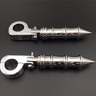 XHT(BC)- Motorcycle Chrome Foot Peg Footrest with Mounting Kit P-Clamp Fits Front Engine Guards with 1-1/2" Diameter Tubing For GoldWing VTX1300 Shadow Valkyrie Triumph