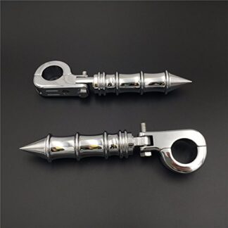 XHT(BC)- Motorcycle Chrome Foot Peg Footrest with Mounting Kit P-Clamp Fits Front Engine Guards with 1 1/4" Diameter Tubing For Harley Iron 883 XL883N Electra Glide Ultra Road King FLHR