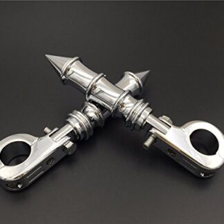 XHT(BC)- Motorcycle Chrome Foot Peg Footrest with Mounting Kit P-Clamp Fits Front Engine Guards with 1 1/4" Diameter Tubing For Yamaha V-STAR Roadstar Suzuki Boulevard Intruder M90