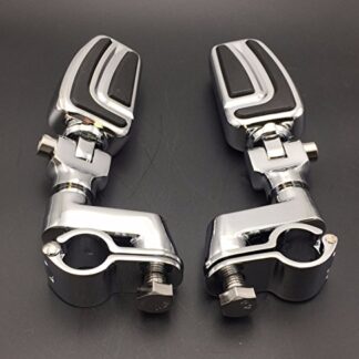 XHT(BC)- Motorcycle Chrome Highway AirFlow Foot Rest Foot Pegs with 1" 1 inch Mounting Bracket For Triumph Rocket Yamaha V-STAR Roadstar Suzuki INTRUDER Boulevard M90 M1500 Kawasaki Vulcan