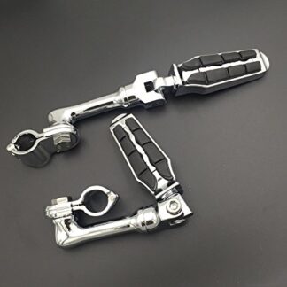 XHT(BC)- Motorcycle Chrome Long Angled Adjustable Peg Mounting Kit Footpeg Foot rest For Yamaha V-STAR Roadstar Suzuki Boulevard Equipped with 1 inch (1") 25mm Front Engine Guard Frame Tube