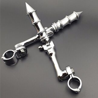 XHT(BC)- Motorcycle Chrome Long Angled Adjustable Peg Mounting Kit Footrest For Yamaha V-STAR Roadstar Suzuki Boulevard with 1 inch (1") 25mm Front Engine Guard Frame Tube