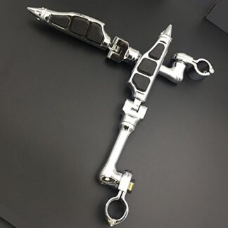 XHT(BC)- Motorcycle Chrome Long Angled Adjustable Peg Mounting Kit Stiletto Shape Footrest Foot Pegs For Yamaha V-STAR Roadstar Suzuki Boulevard with 1 inch (1") 25mm Front Engine Guard Frame Tube