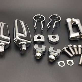 XHT(BC)- Motorcycle Chrome Long Angled Adjustable Peg Mounting Kit with AirFlow Foot Peg For GoldWing VTX1300 Shadow Valkyrie Triumph with 1" 25mm Front Engine Guard Frame Tube