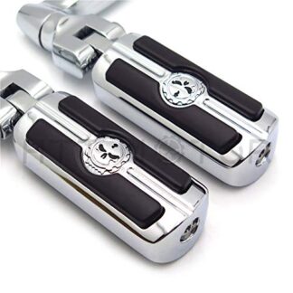 XHT(BC)- Motorcycle Chrome Peg Mounting Kit Skull Zombie Foot Peg For Bike Equipped with 1-1/4 inch (1.25") Front Engine Guard Frame Tube Iron 883 XL883N Electra Glide Ultra Road King FLHR
