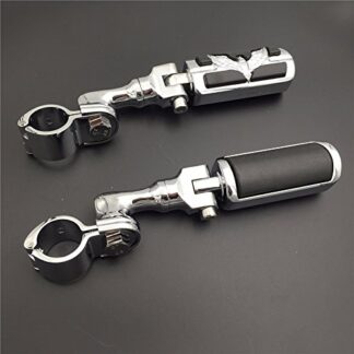 XHT(BC)- Motorcycle Chrome Short Adjustable Peg Mounting Kit Eagle Hawk Style Foot Peg Footrest For Harley Sportster 883 1200 Street Bob Softail CVO with 1 1/4 inch (1.25") Front Engine Guard