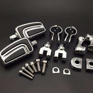 XHT(BC)- Motorcycle Chrome Short Adjustable Peg Mounting Kit with AirFlow Foot Peg For GoldWing VTX1300 Shadow Valkyrie Triumph with 1-1/2 inch (1.5") Front Engine Guard Frame Tube