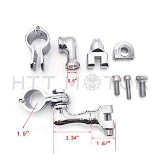 XHT(BC)- Motorcycle Chrome Short Angled Adjustable Highway Peg Mounting Kit Skull Footrest For Yamaha V-STAR Roadstar Suzuki Boulevard with 1-1/2 inch (1.5") Front Engine Guard Frame Tube