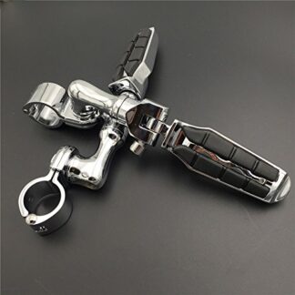 XHT(BC)- Motorcycle Chrome Short Angled Adjustable Highway Peg Mounting Kit with Footpeg Foot rest For Yamaha V-STAR Roadstar Suzuki Boulevard 1-1/4 inch (1.25") Front Engine Guard Frame Tube