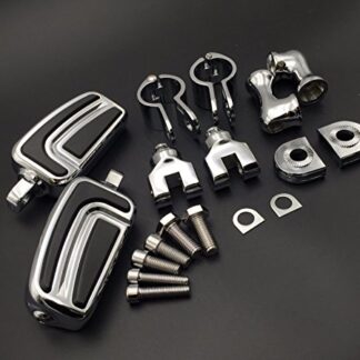 XHT(BC)- Motorcycle Chrome Short Angled Adjustable Peg Mounting Kit AirFlow Foot Peg Footrest For Harley Sportster 883 1200 Street Bob Softail CVO 1-1/2 inch (1.5") Front Engine Guard