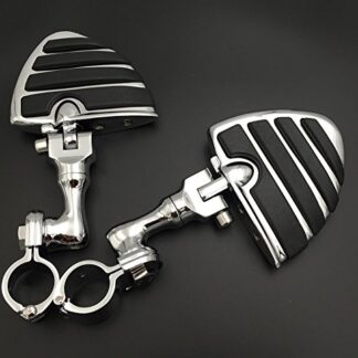 XHT(BC)- Motorcycle Chrome Short Angled Adjustable Peg Mounting Kit U Shape Foot Peg Footrest For Harley Sportster 883 1200 Street Bob Softail CVO with 1-1/2 inch (1.5") Front Engine Guard