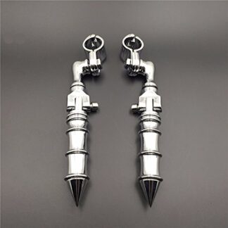 XHT(BC)- Motorcycle Chrome Short Angled Adjustable Peg Mounting Kit with Foot Peg For GoldWing VTX1300 Shadow Valkyrie Triumph with 1" 25mm Front Engine Guard Frame Tube