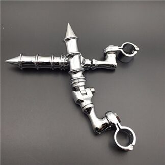 XHT(BC)- Motorcycle Chrome Short Angled Peg Mounting Kit with Foot Peg For Bike with 1-1/4 inch (1.25") Front Engine Guard Frame Tube Iron 883 XL883N Electra Glide Ultra Road King FLHR