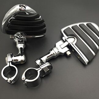 XHT(BC)- Motorcycle Chrome Short Peg Mounting Kit with U Shape Foot Peg Footrest For Bike with 1-1/2 inch (1.5") Front Engine Guard Frame Tube Iron 883 Electra Glide Ultra Road King FLHR