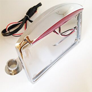 XHT(BC)- Motorcycle Chrome Side Mounted Flat License Plate Bracket w/Led Tail Light Brake Light 1" Axles For Harley Davidson Dyna Glide Fat Bob Street Bob XL 883 Hugger Sportster