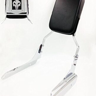 XHT(BC)- Motorcycle Chrome Skull Backrest Sissy Bar With Leather Pad For 1998-2007 VLX600 / 1999-2007 VT600C