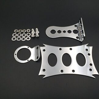 XHT(BC)- Motorcycle Chromed Horizontal Vertical Zigzag Style Side Mount 7 3/10" x 4 4/5" License Plate Bracket For Harley Bobber Chopper Custom Suzuki Kawasaki Yamaha