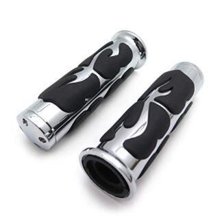 XHT(BC)- Motorcycle Custom Flame Billet Aluminum w/Rubber Hand Grips Handlebar Grips 22mm 7/8" For ATV CB CBR NSR RVF RVT VFR VTR Hornet