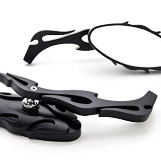 XHT(BC)- Motorcycle Flame Style Rearview Mirror For Any Cruiser Chopper Custom Black New