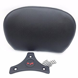 XHT(BC)- Motorcycle Flat Black Cushion Backrest w/Skull Plate For 1997-2017 Harley Touring Road King