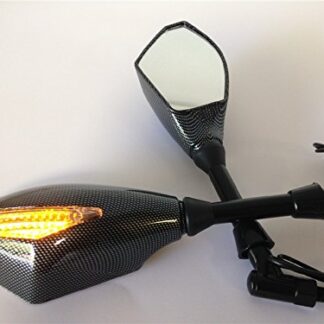 XHT(BC)-Motorcycle Integrated LED Turn Signals Side Mirrors for Cruiser Chopper Carbon With M10 Bolts Screw