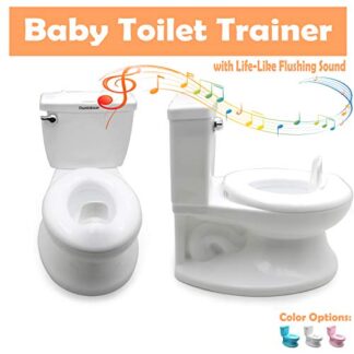 XHT(BC) Potty Training Toilet w/Life-Like Flush Handle & Sound for Toddlers Kids, White