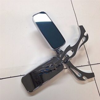XHT(BC)- Rectangle Shape Flame/Fire Stem Aluminum Custom Chrome Mirrors For All/Kawasaki/Suzuki/Cruiser Bikes models