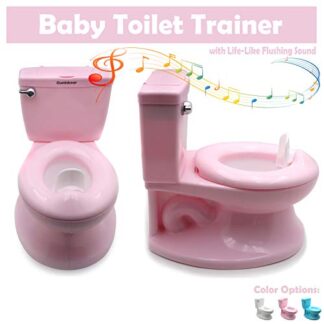 XHT(BC) Training Toilet Seat Chair For Toddler Boys kids Girls w/Flushing Sound Handle Pink