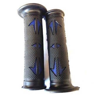XHT(BC)- Universal ATVs & PWC Rubber Comfort Grips- Black & BLUE QUAD YAMAHA KAWASAKI POLARIS SEADOO BOMBARDIER JET SKI FOREMAN RECON RINCON Brute Force Prairie BRUIN GRIZZLY KODIAK(7/8" BOTH SIDE)