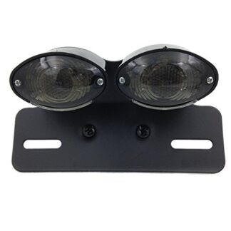 XHT(BC)- Universal Cat Eye Custom Motorcycle Tail Brake License Plate light BLACK CLEAR