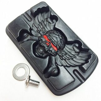 XHT(BC)- Wing Skull Zombie Emblem Black Willie G Skull Foot Large Brake Pedal For Harley Touring Softail Deluxe FLSTN