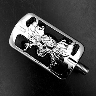 XHT(BC)- Wing Skull Zombie Shape Chrome 1987-2014 HARLEY DAVIDSON DYNA V-ROD CVO SOFTAIL MOTORCYCLE SKULL FOOT PEG PEDAL