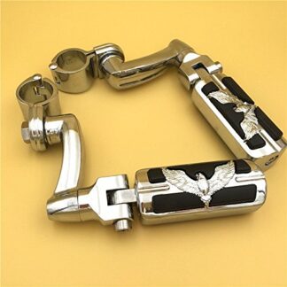 XKH-Chrome 360 Adjustable Peg Mounting Kit Eagle Foot Peg Compatible with Honda GoldWing VTX1300 Shadow Valkyrie Triumph Equipped with 1-1/4 inch (1.25") Front Engine Guard Frame Tube [B01AVGZREG]