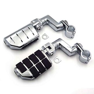 XKH- Chromed Highway Clamps 1.5" Large Foot Pegs Compatible with YAMAHA V-STAR Roadstar KAWASAKI VULCAN [B0125VNRN8]