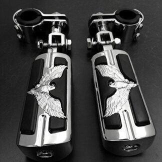XKH- Eagle Hawk Shape 1" 1-1/4" Highway Stiletto 4475 Foot Pegs Clamps Compatible with GoldWing GL1800 1500 1100 1200 Chrome Body Black Rubber [B013Q4TLLK]