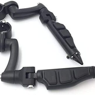 XKH Group Motorcycle Black Adjustable Peg Mounting Kit Stiletto Shape Foot Peg Footrest For Harley Davidson Sportster 883 1200 Street Bob Softail CVO Equipped 1-1/2 inch (1.5") Front Engine Guard