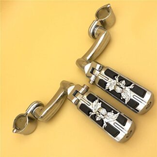 XKH- Motorcycle Chrome Adjustable Peg Mounting Kit Wing Zombie Sull Foot Peg Footrest Compatible with Harley Davidson Sportster 883 1200 Street Bob Softail CVO Equipped 1-1/4 inch (1.25") Front Engine Guard [B01AVGZNIG]