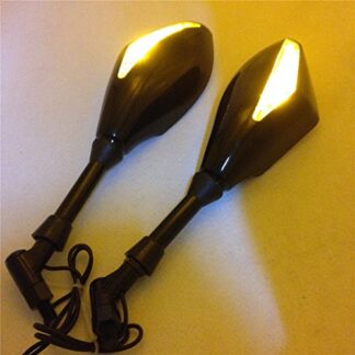 XKH- Motorcycle Integrated LED Turn Signals Side Mirrors Compatible with street bike Gloss black [B00Y44IOJW]