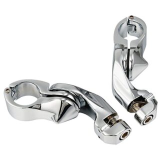 XMT-MOTO 1 1/4" Chrome Adjustable Highway Short Angled Foot Pegs Mount Kit For Harley